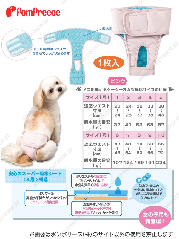 画像2: 【記念価格】 お試し用 メス用洗えるシーシーオムツ 1〜2号 (2)